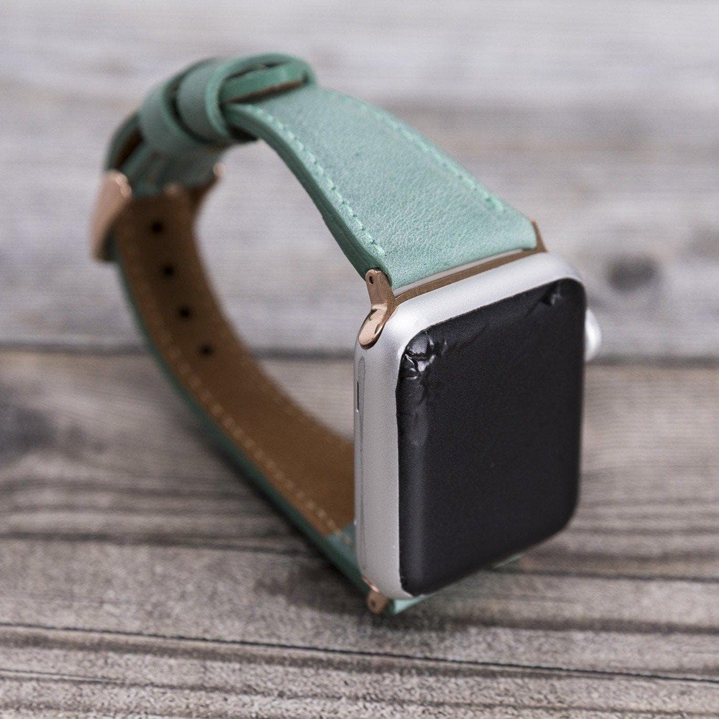 Klassisches, schlankes Apple Watch-Armband aus echtem Leder 