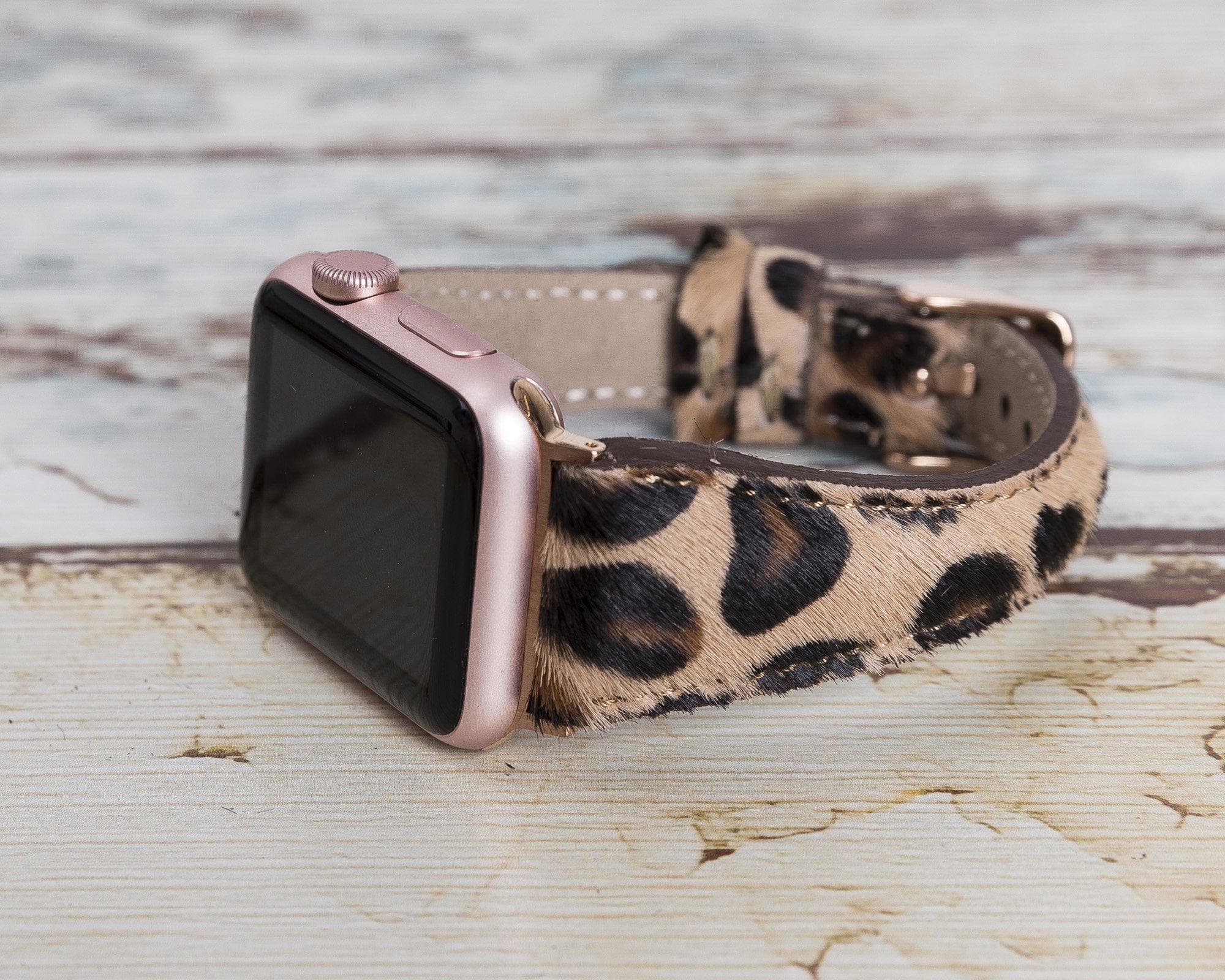 Klassisches, schlankes Apple Watch-Armband aus echtem Leder 