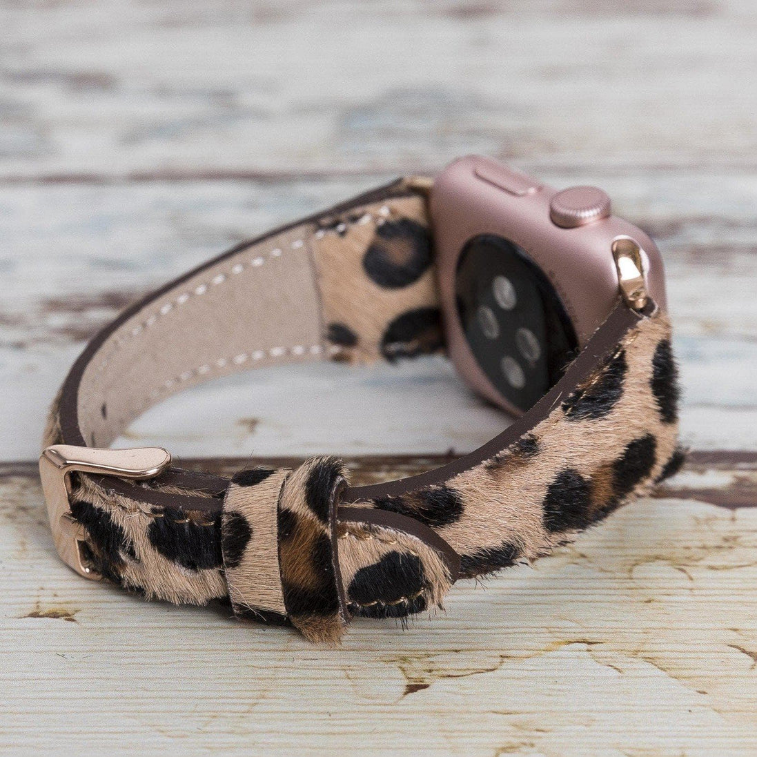 Klassisches, schlankes Apple Watch-Armband aus echtem Leder 