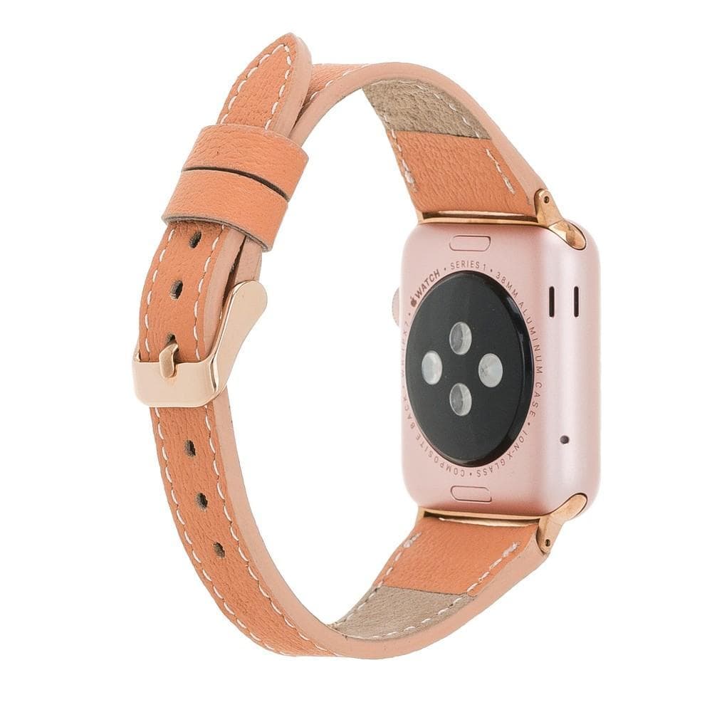 Klassisches, schlankes Apple Watch-Armband aus echtem Leder 