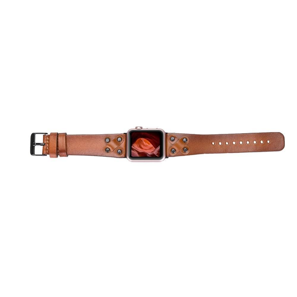 Lederarmbänder für Apple Watch / Kreuzdesign mit schwarzem Riemen
