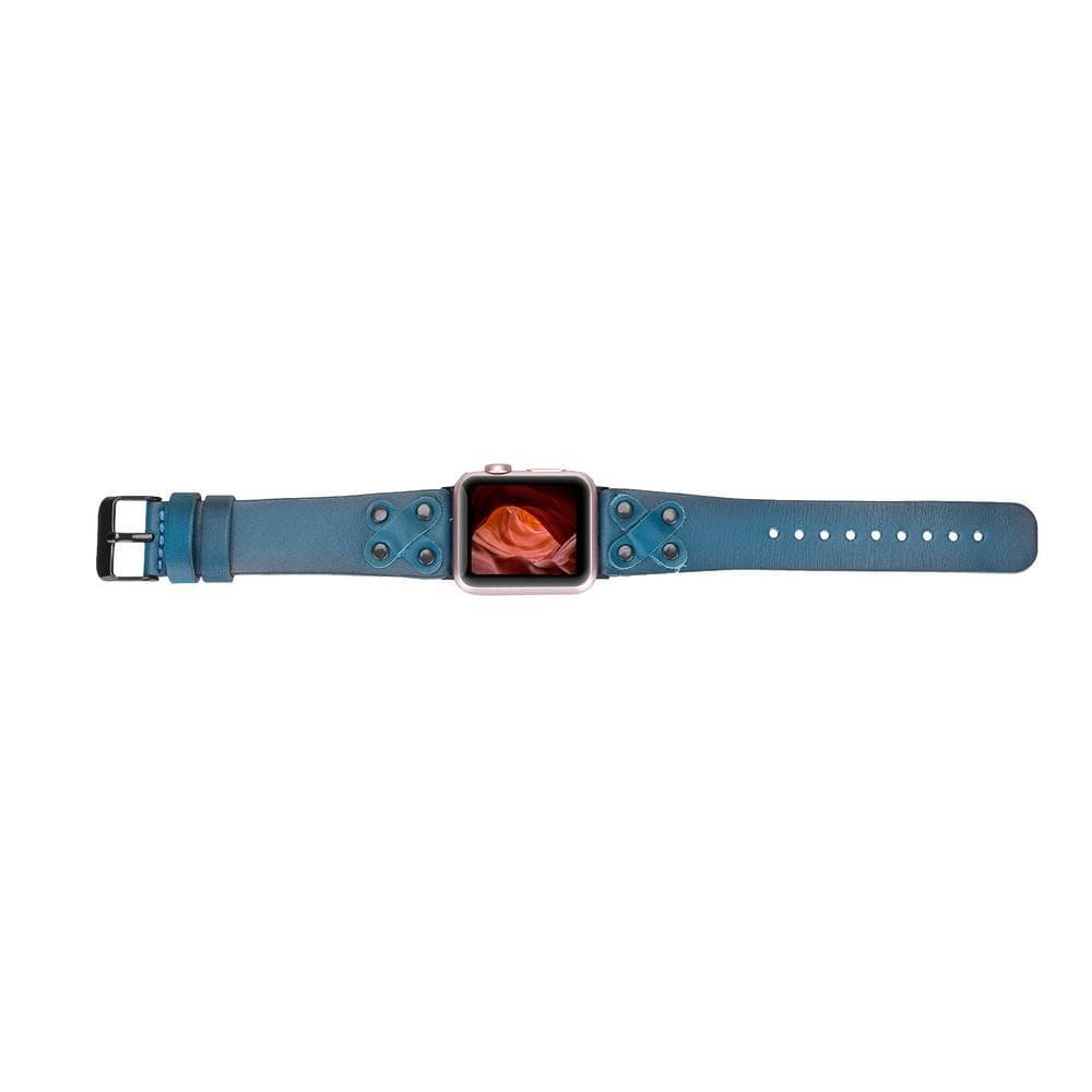 Lederarmbänder für Apple Watch / Kreuzdesign mit schwarzem Riemen