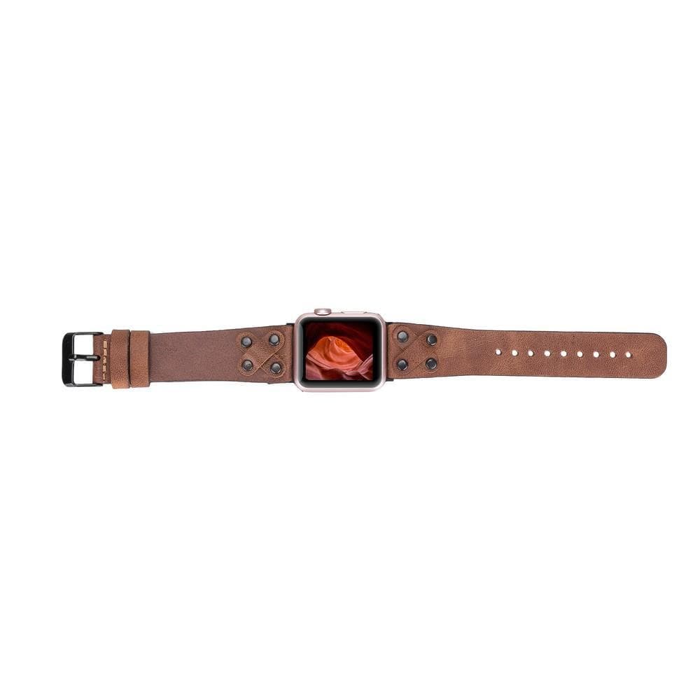 Lederarmbänder für Apple Watch / Kreuzdesign mit schwarzem Riemen