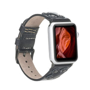 Lederarmbänder für Apple Watch / Kreuzdesign mit schwarzem Riemen