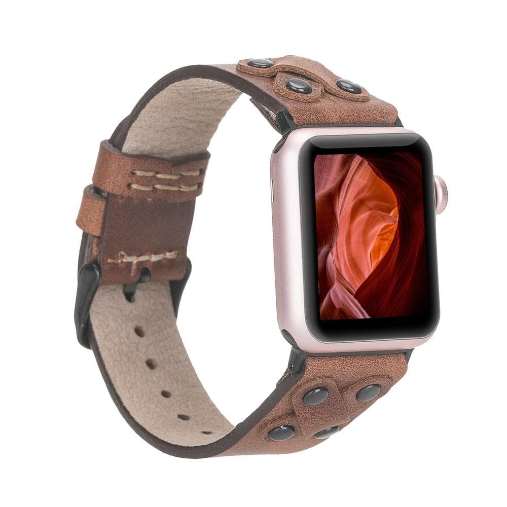 Lederarmbänder für Apple Watch / Kreuzdesign mit schwarzem Riemen