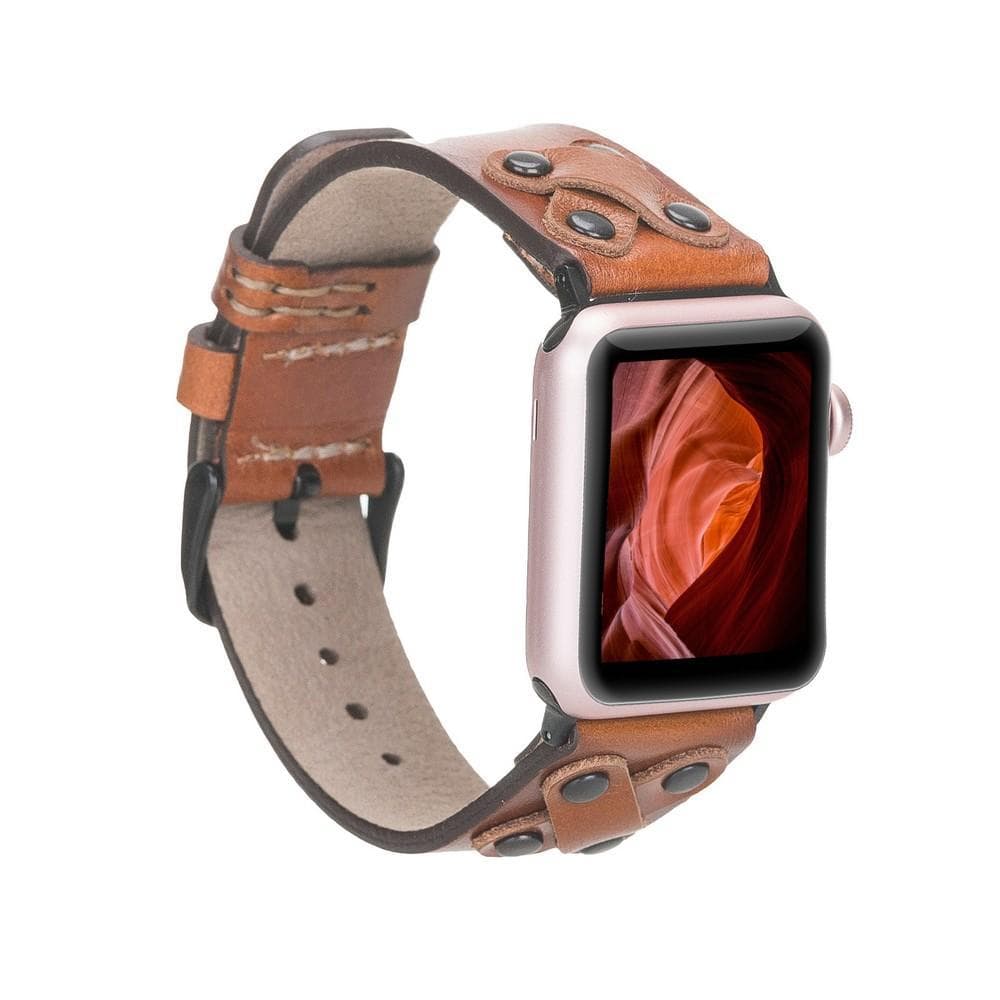 Lederarmbänder für Apple Watch / Kreuzdesign mit schwarzem Riemen
