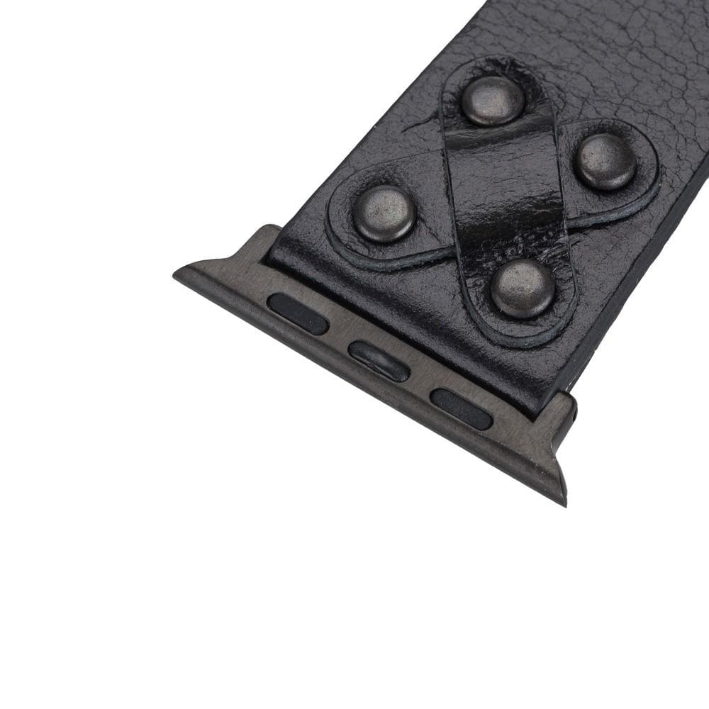 Lederarmbänder für Apple Watch / Kreuzdesign mit schwarzem Riemen