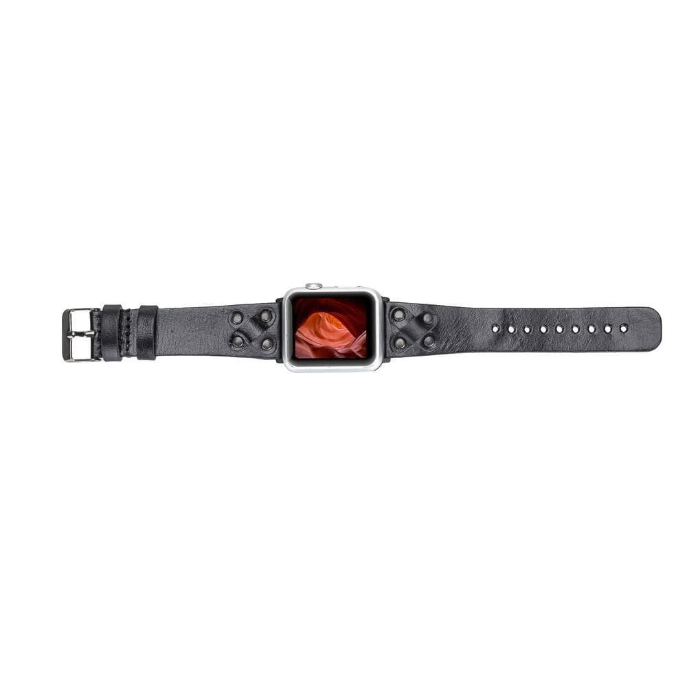 Lederarmbänder für Apple Watch / Kreuzdesign mit schwarzem Riemen