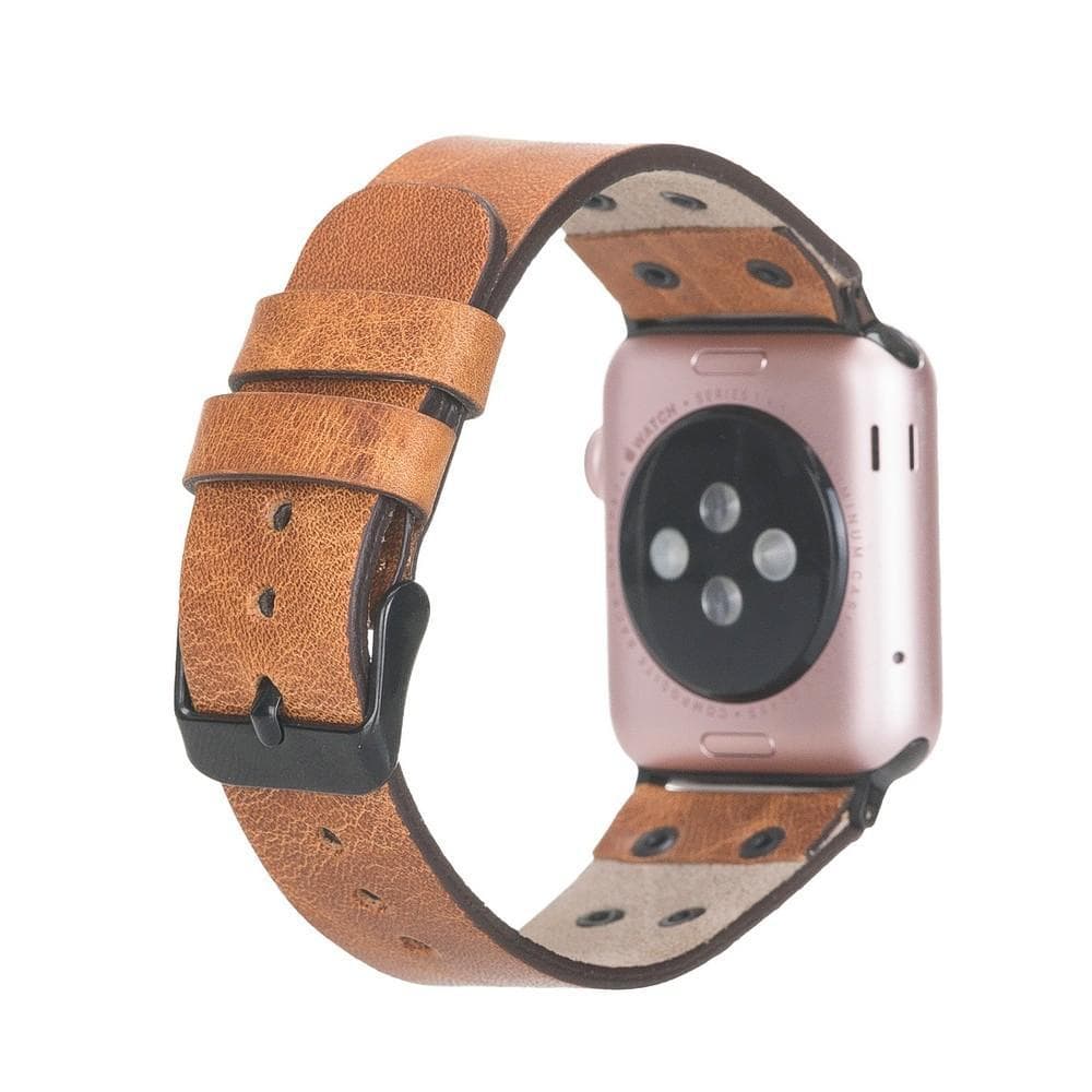 Lederarmbänder für Apple Watch / Kreuzdesign mit schwarzem Riemen