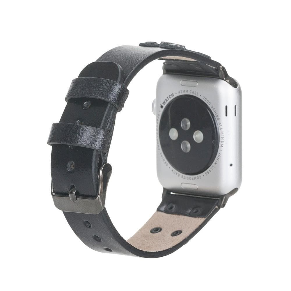 Lederarmbänder für Apple Watch / Kreuzdesign mit schwarzem Riemen