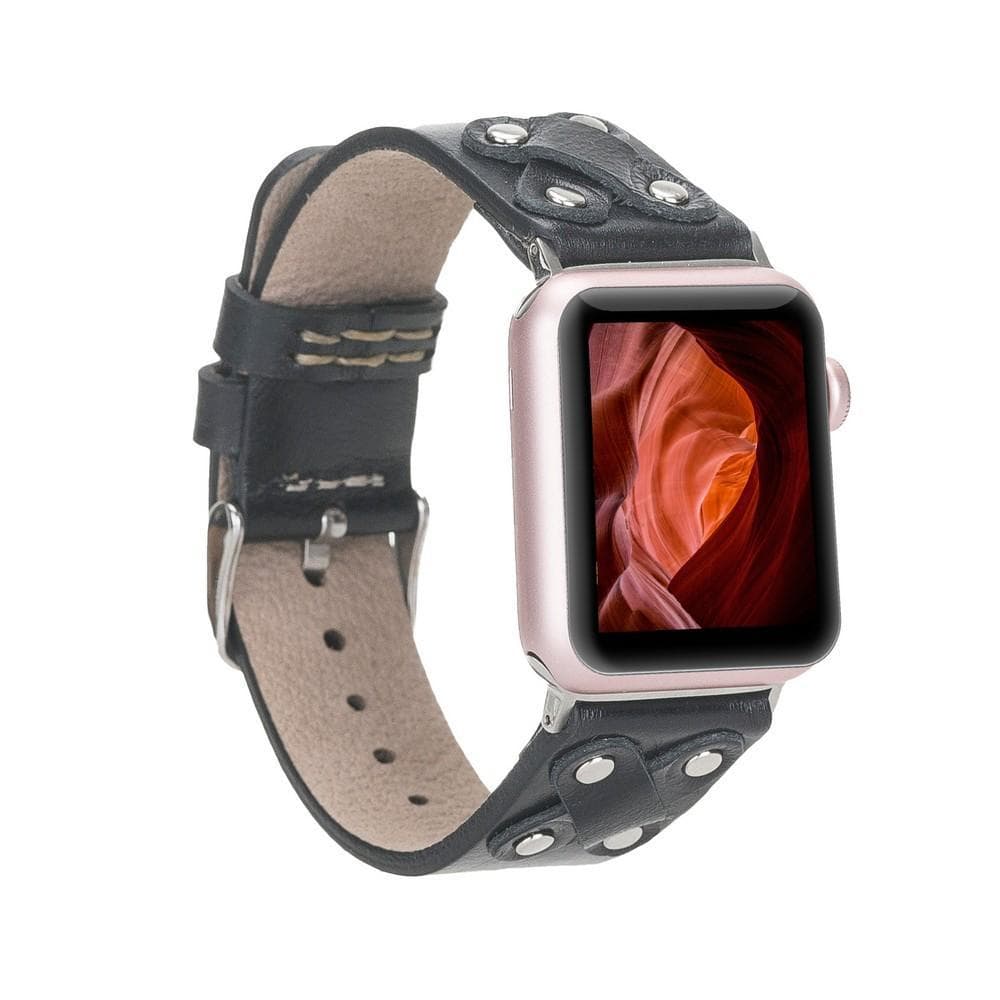 Leather Apple Watch Bands / Cross Style with Silver Trok