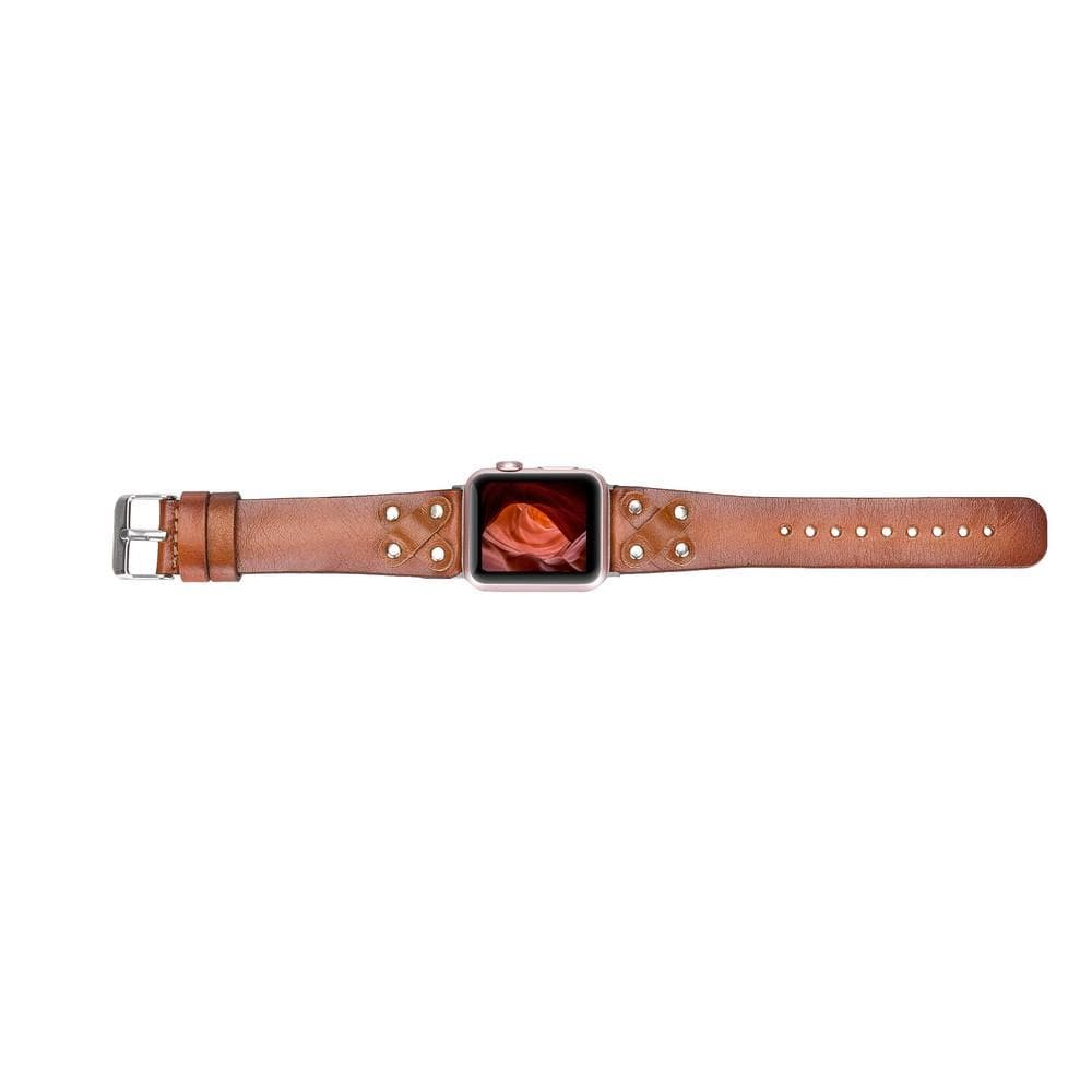 Lederarmbänder für Apple Watch / Kreuzdesign mit silbernem Anhänger