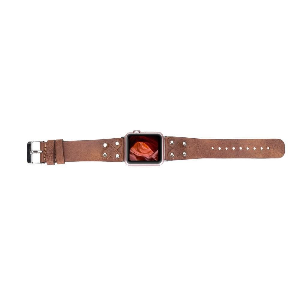 Lederarmbänder für Apple Watch / Kreuzdesign mit silbernem Anhänger