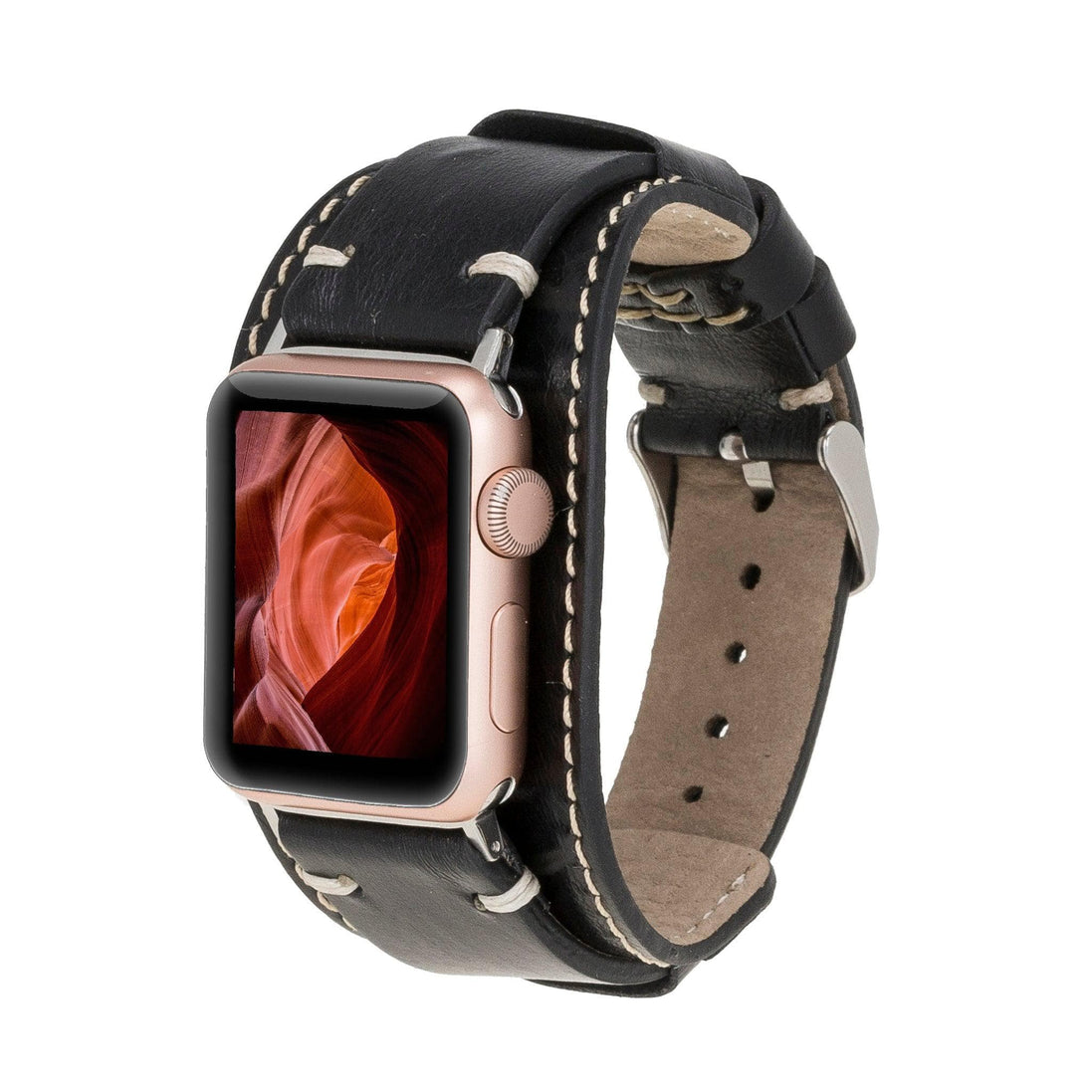 Manschettenarmband aus echtem Leder für die Apple Watch