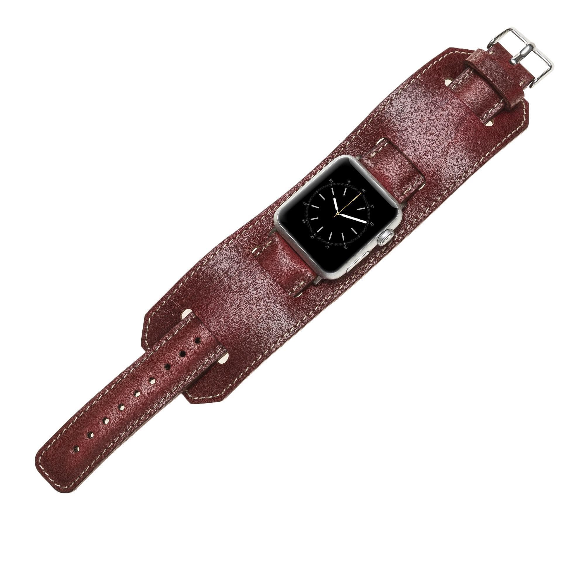 Manschettenarmband aus echtem Leder für die Apple Watch
