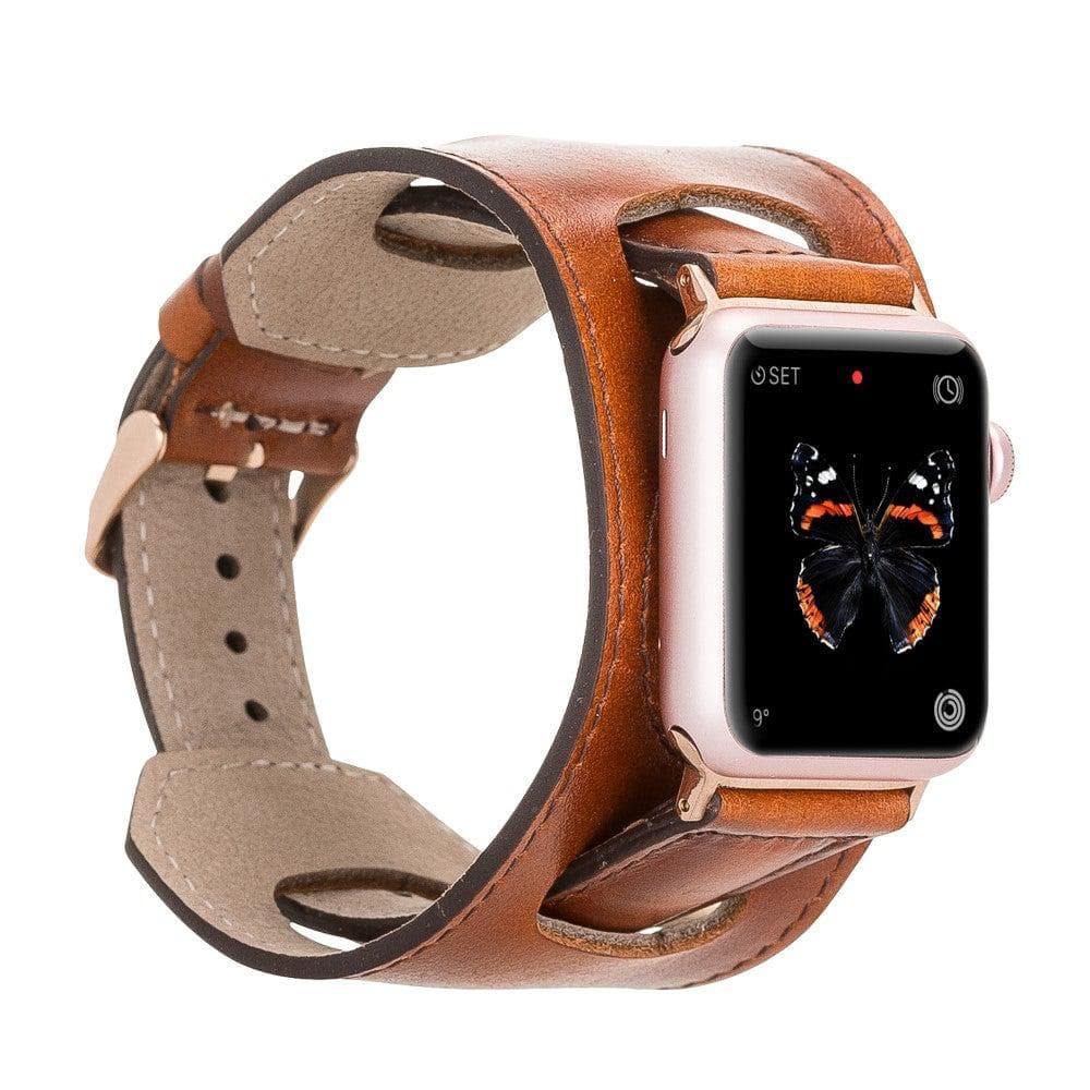 Manschettenarmband aus echtem Leder für die Apple Watch