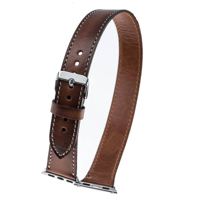 Leather Apple Watch Bands - DT Double Tour Style CP04 Fuşya