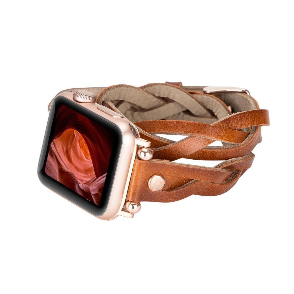 Lederarmbänder für Apple Watch – Ferro Braided DT Peggy Roségold Trok Style