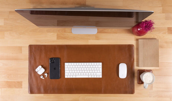 Schreibtischunterlage aus echtem Leder, 37 x 80