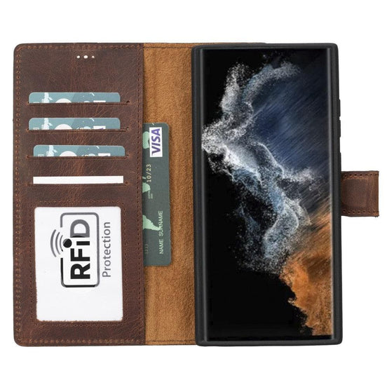 Samsung S23 Serie Abnehmbare Magic Wallet-Hülle aus Leder