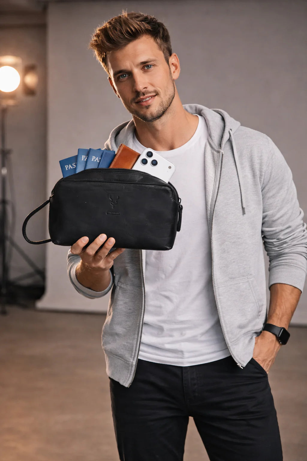 Herrenhandtasche aus Carrera Montelaro Leder