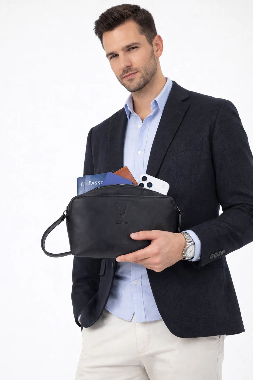 Herrenhandtasche aus Carrera Montelaro Leder