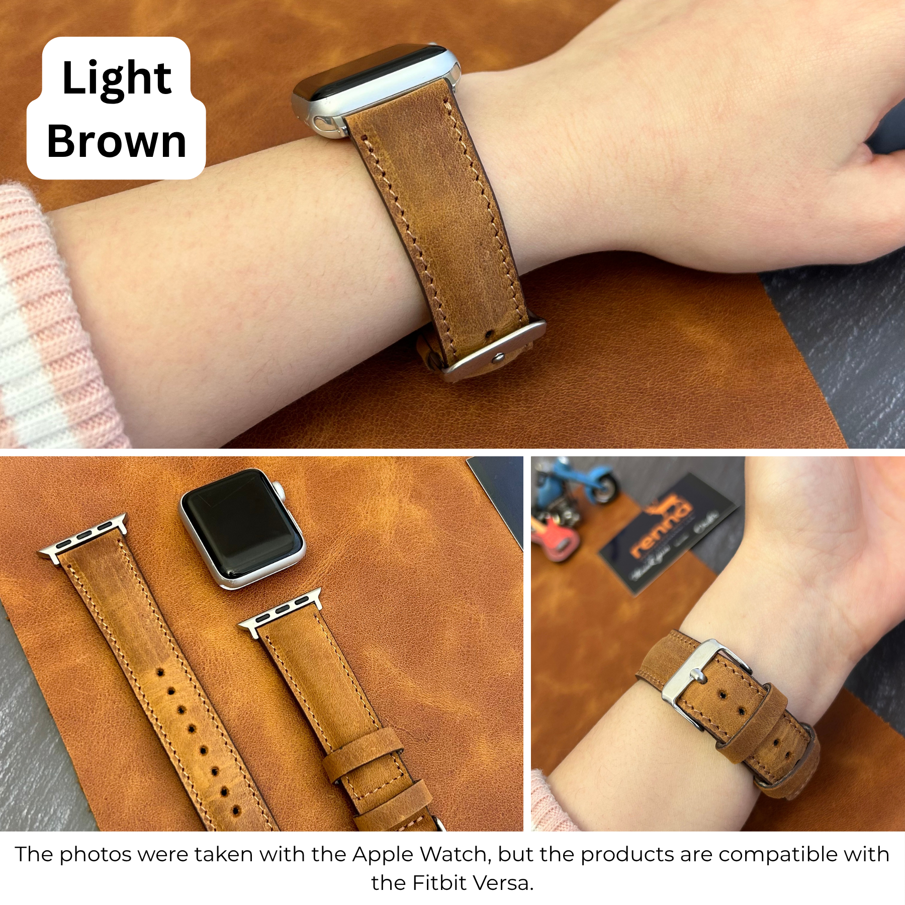 Klassische Lederarmbänder für Fitbit Versa Uhren