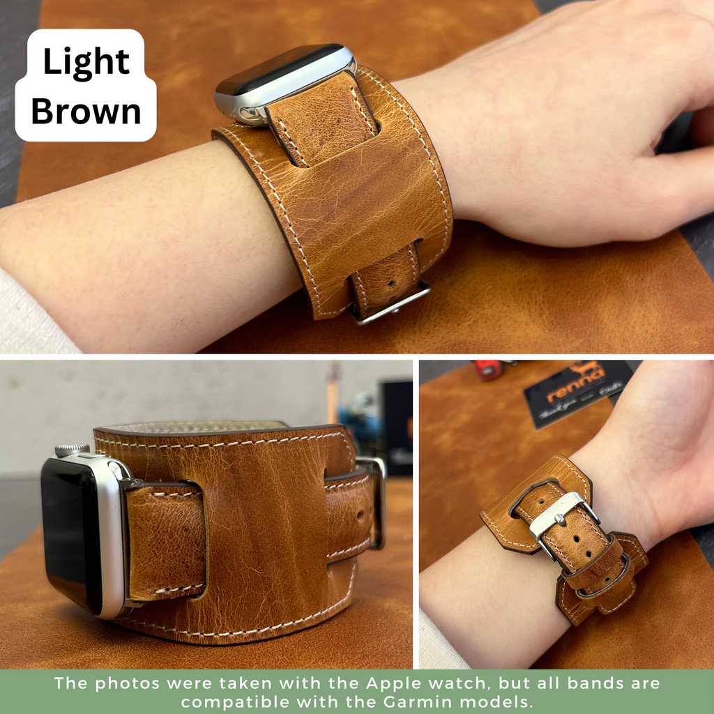 Leather Cuff Bands for All Garmin Smart Watches