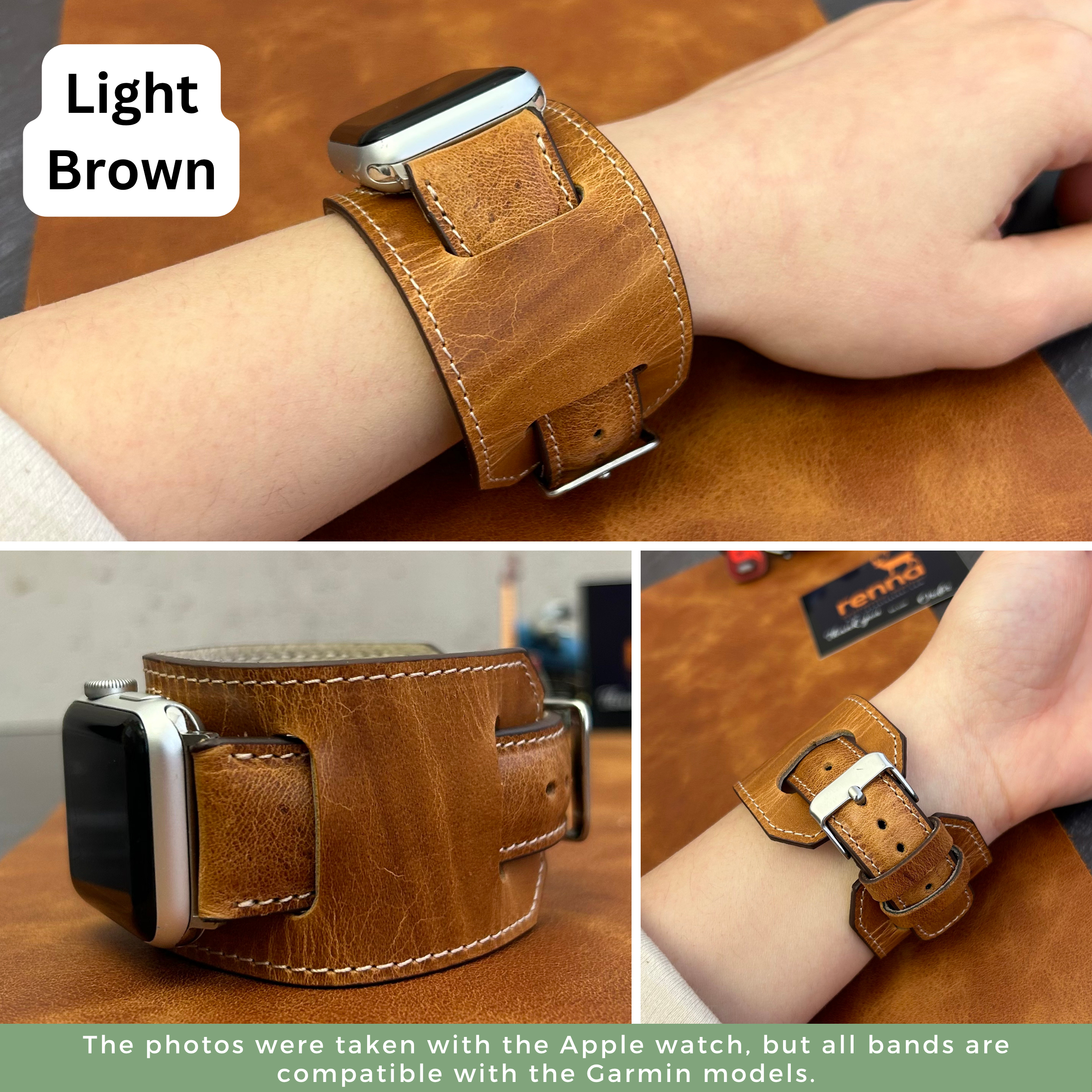 Leather Cuff Bands for All Garmin Smart Watches