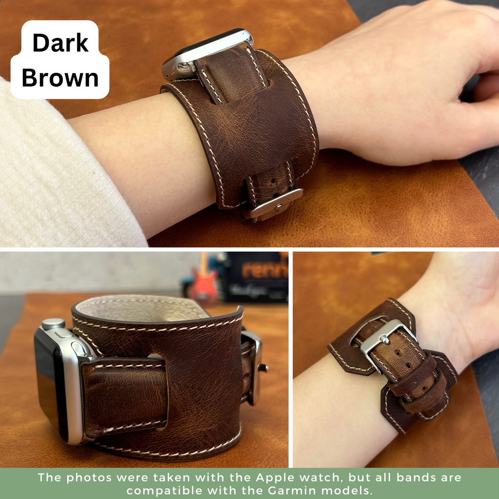 Leather Cuff Bands for All Garmin Smart Watches