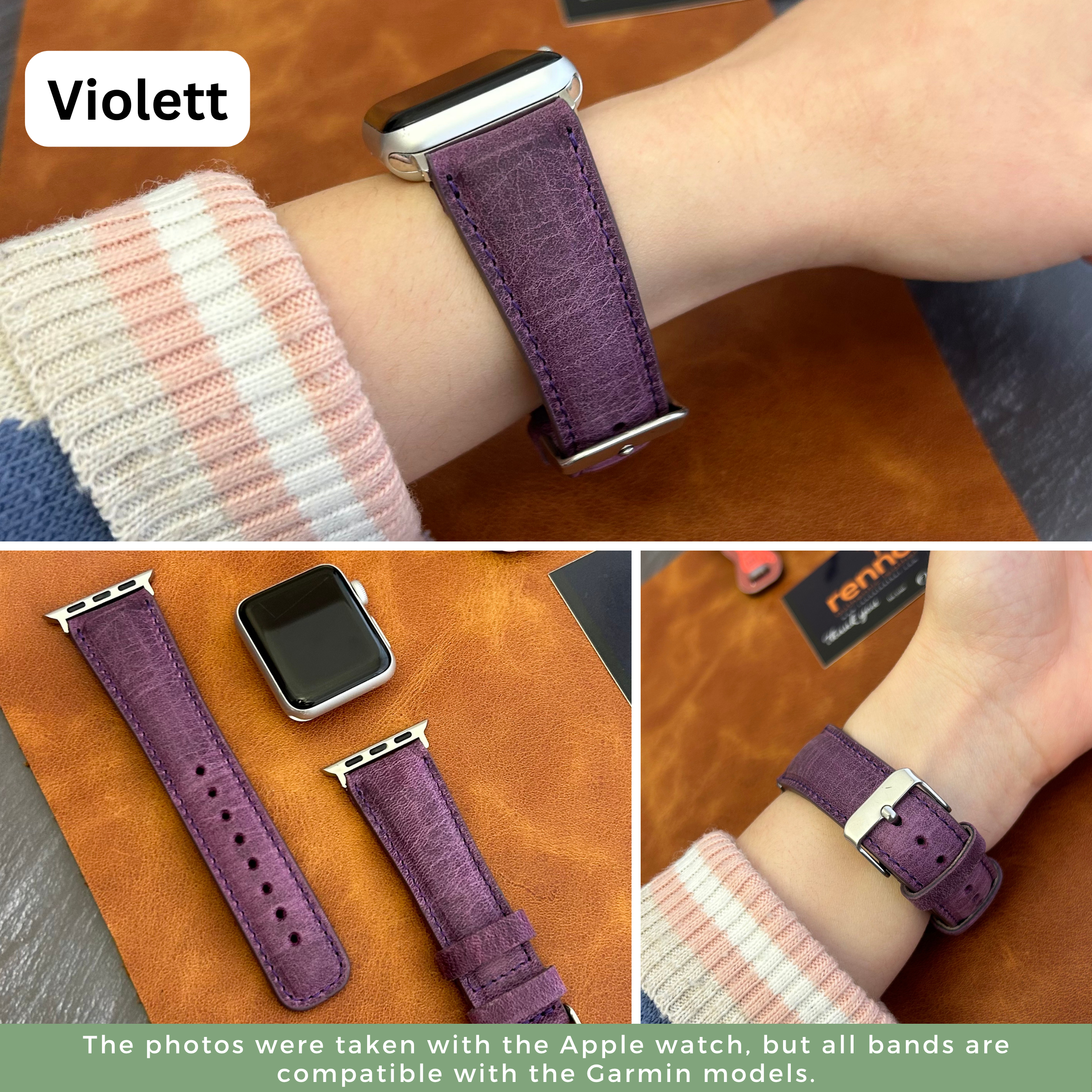 Leather Women Bands for All Garmin Smart Watches