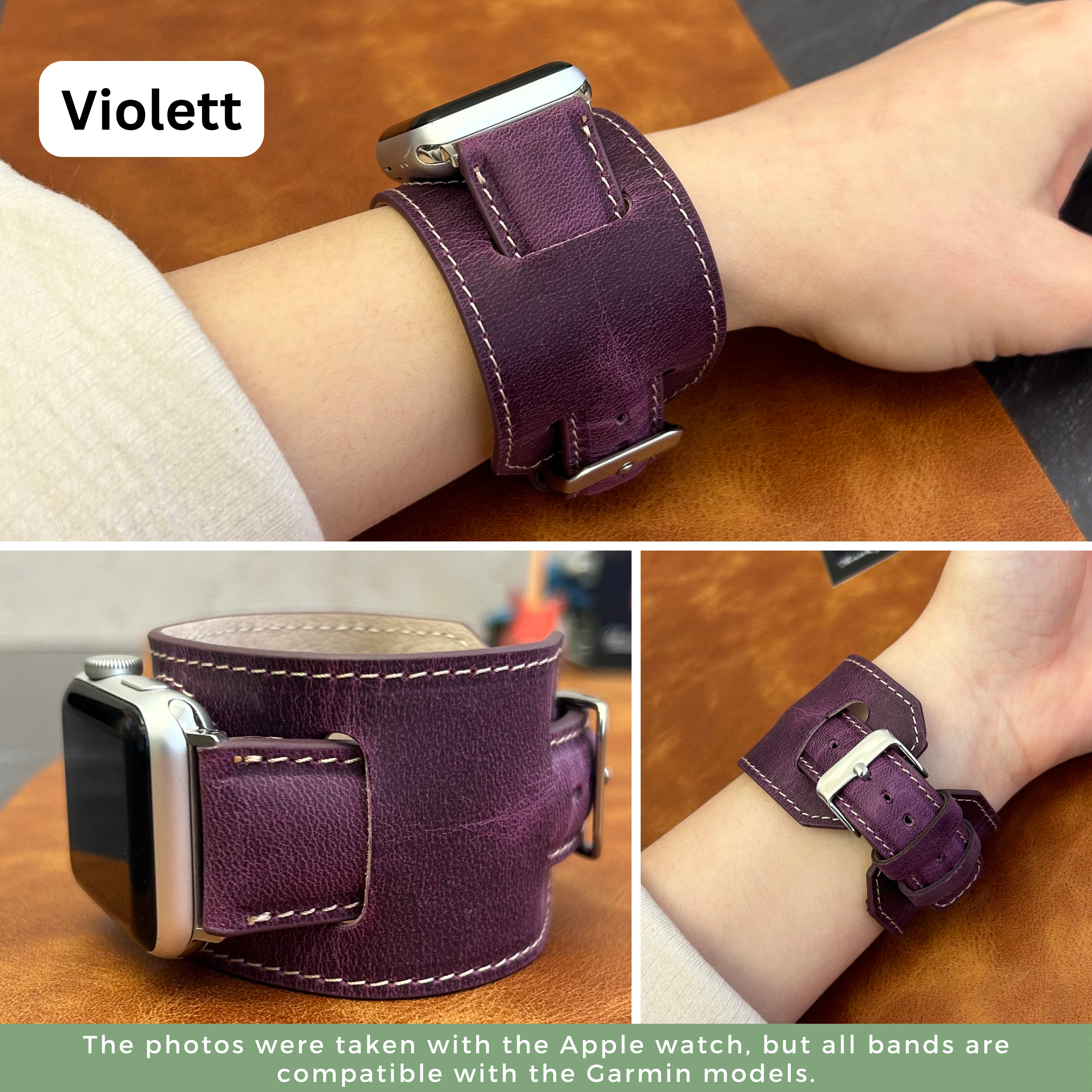 Leather Cuff Bands for All Garmin Smart Watches