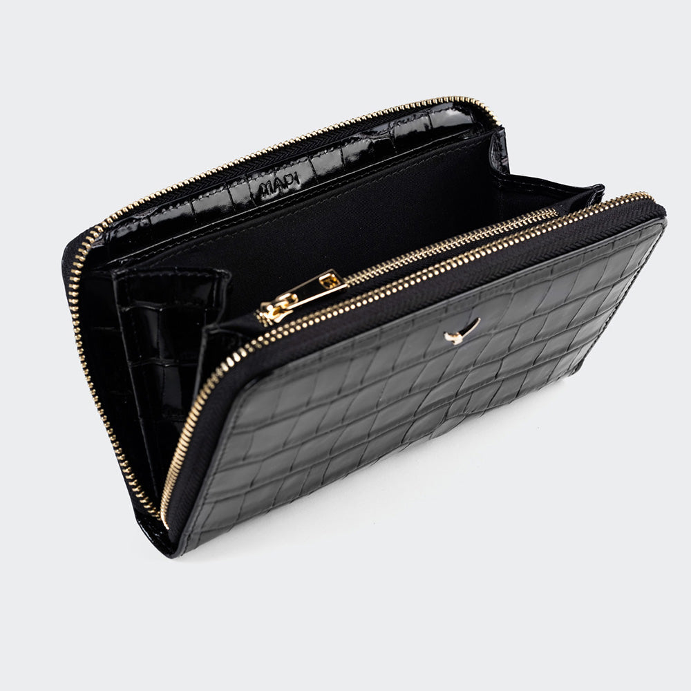 5110 Große Damen-Ledergeldbörse mit drei Fächern