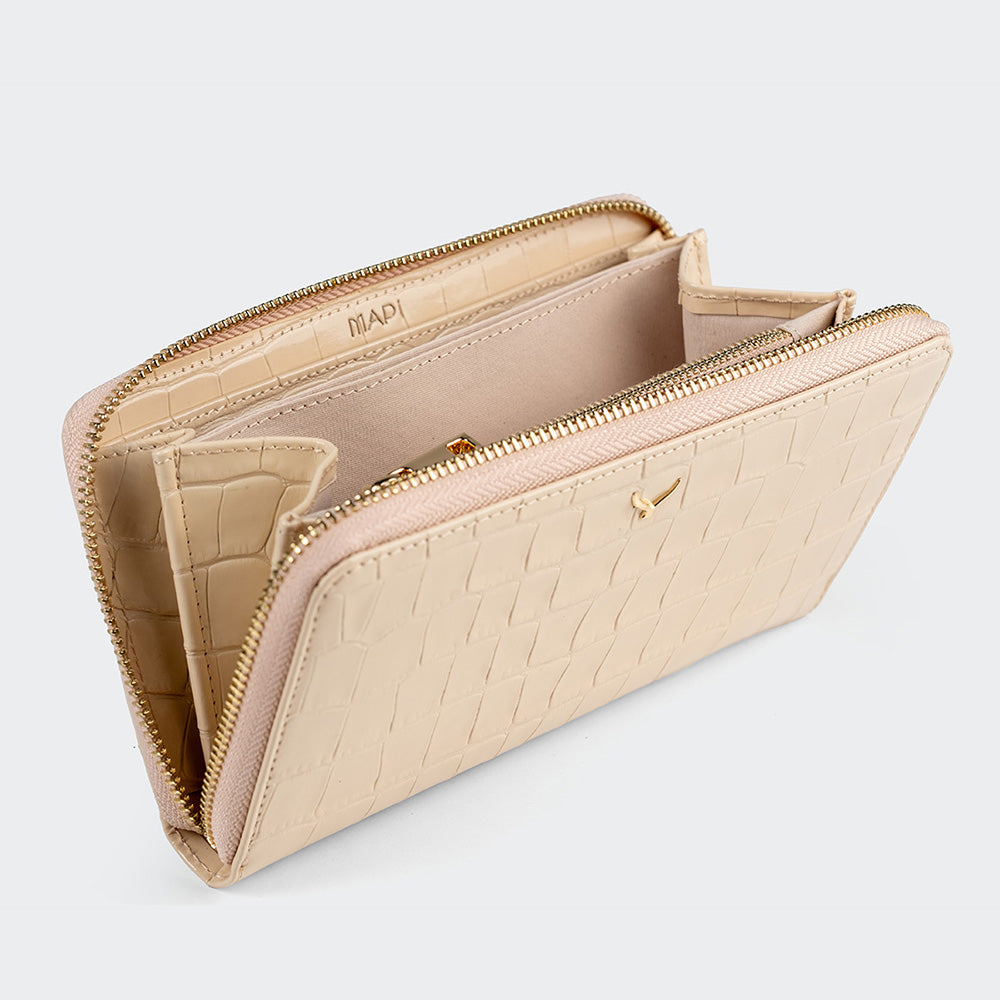 5110 Große Damen-Ledergeldbörse mit drei Fächern