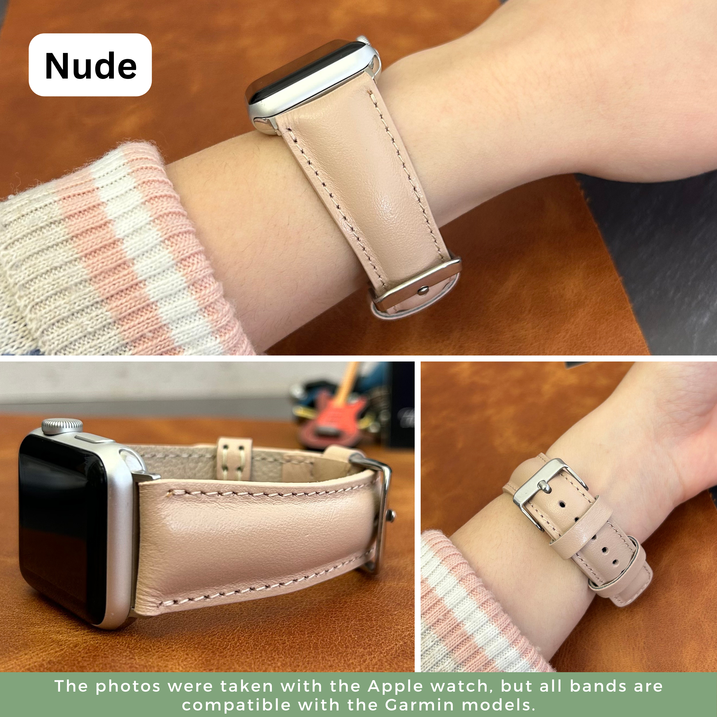 Leather Women Bands for All Garmin Smart Watches