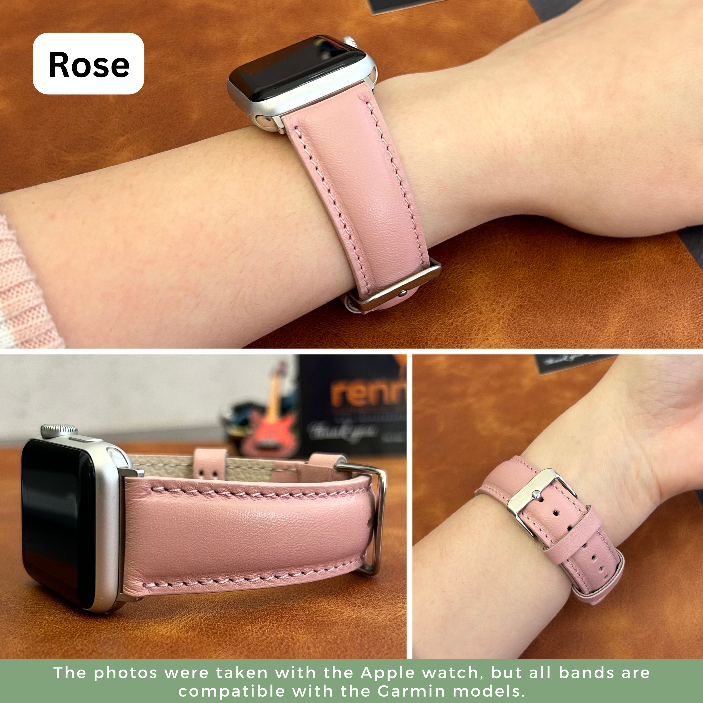 Leather Women Bands for All Garmin Smart Watches