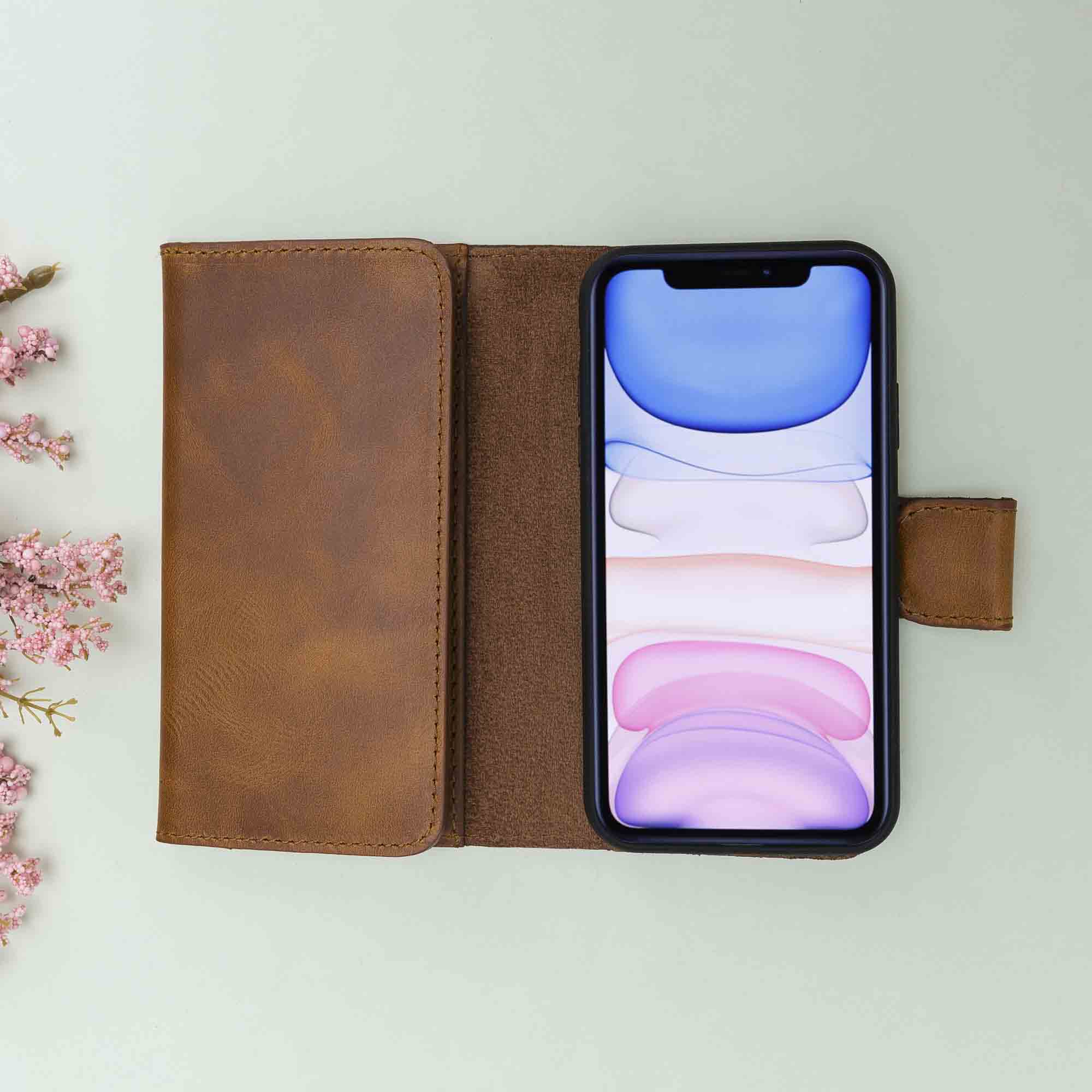 Weihnachtsmann iPhone 11 Pro Leder-Hülle mit abnehmbarem Brieftaschenmotiv
