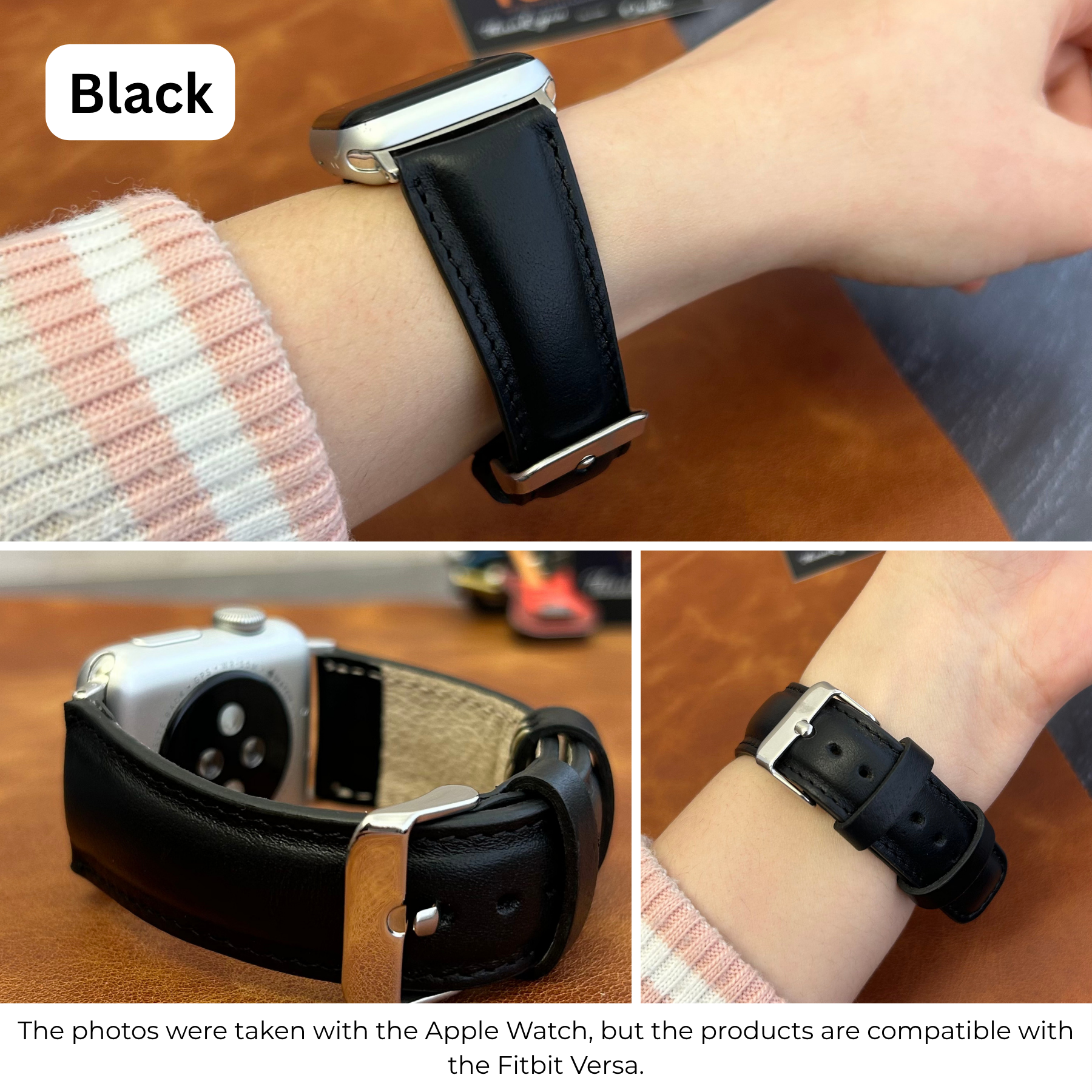 Klassische Lederarmbänder für Fitbit Versa Uhren
