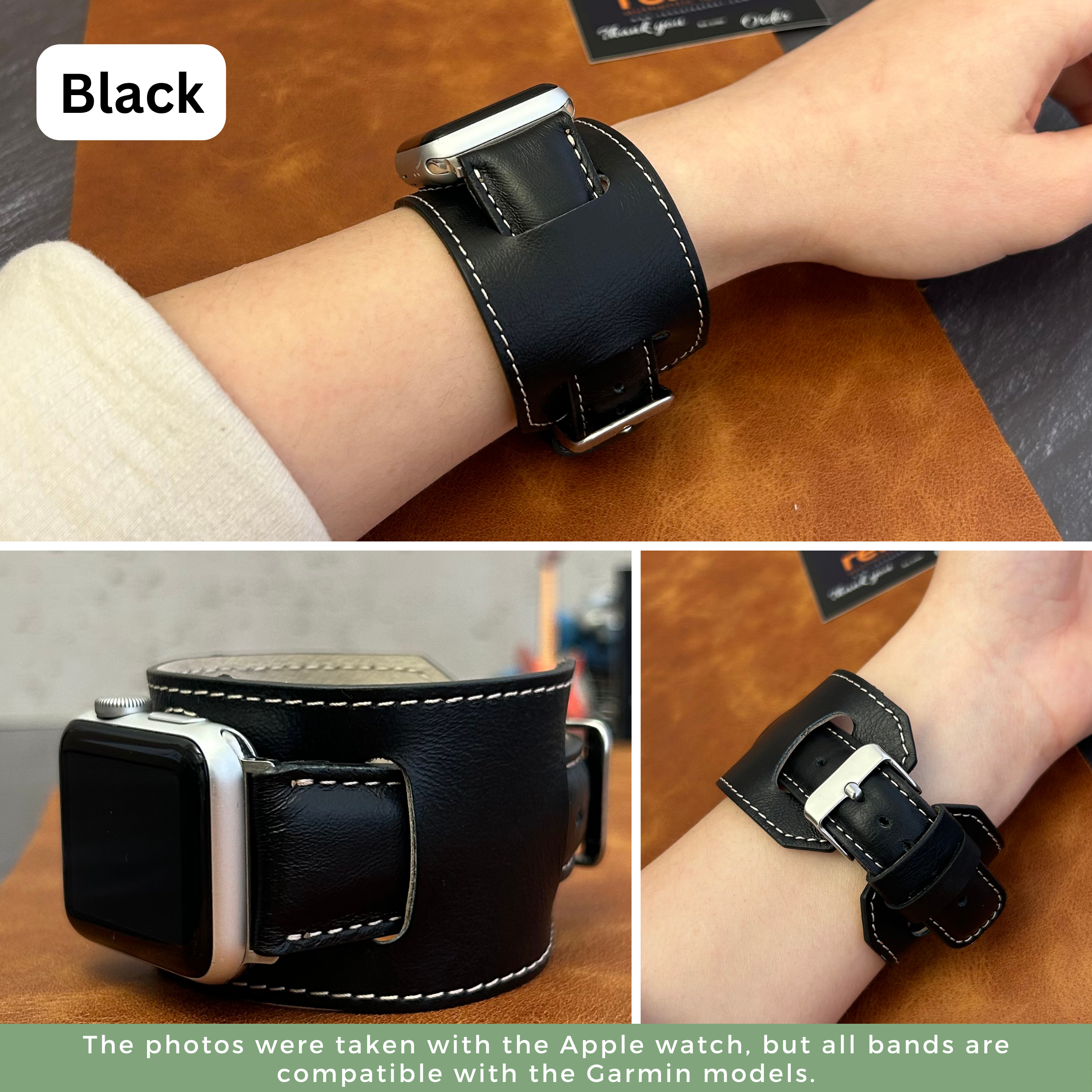 Leather Cuff Bands for All Garmin Smart Watches