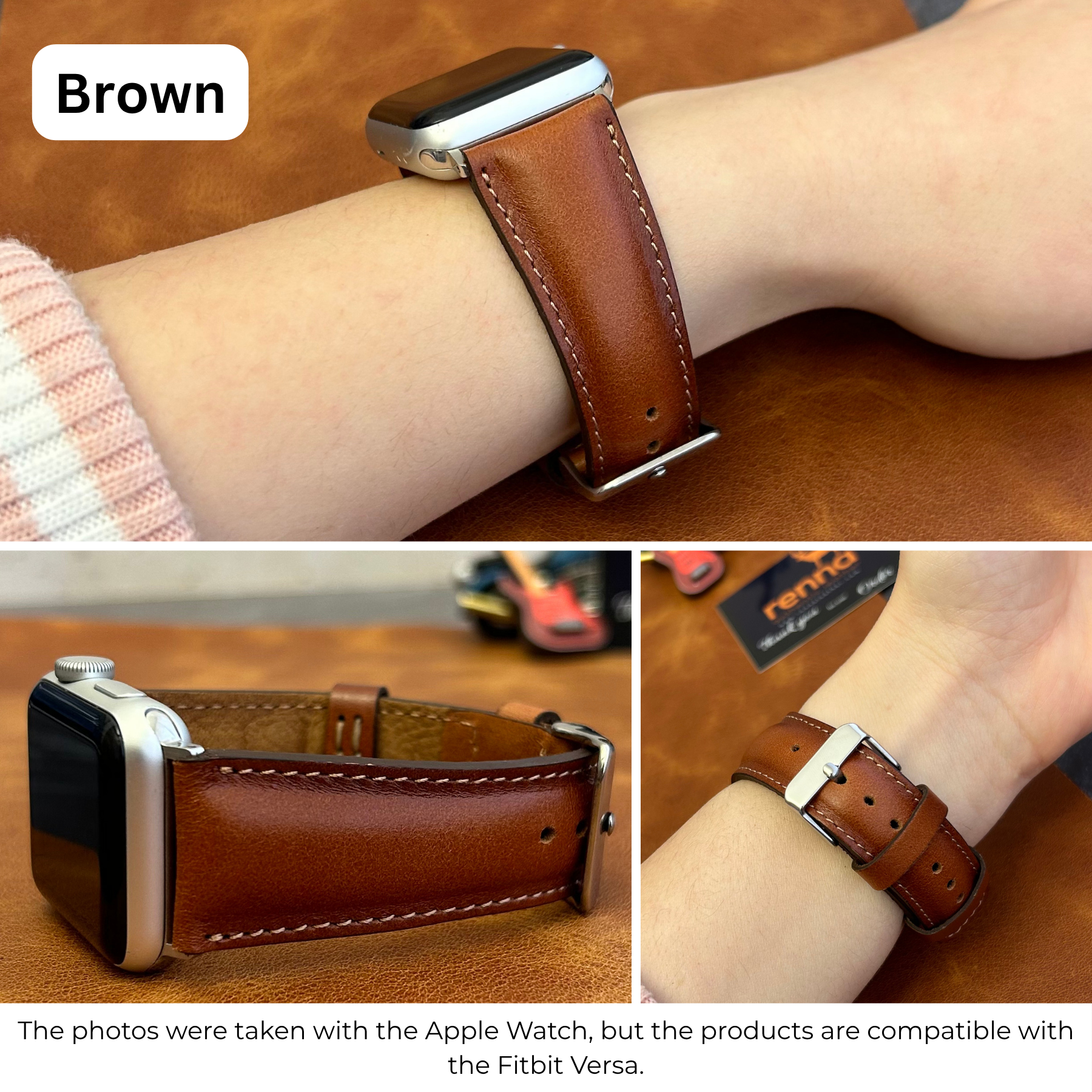 Klassische Lederarmbänder für Fitbit Versa Uhren