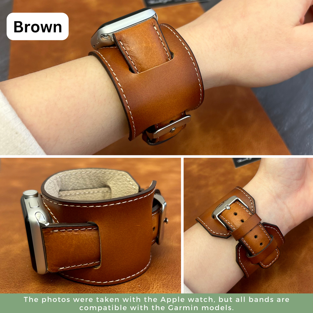 Leather Cuff Bands for All Garmin Smart Watches