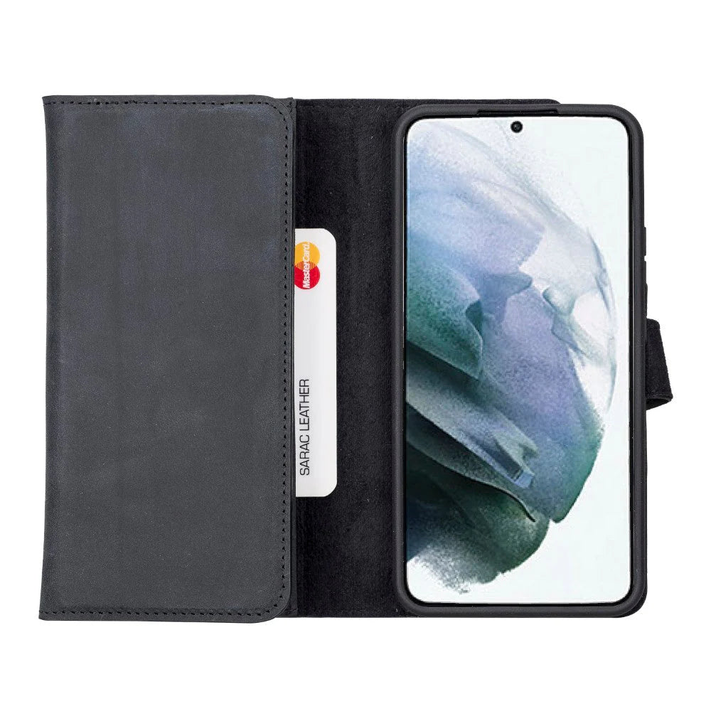 Santa Samsung Galaxy S22 Plus Leder-Hülle mit abnehmbarem Brieftaschendesign