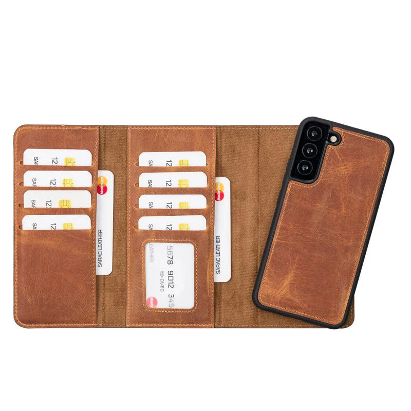 Santa Samsung Galaxy S22 Plus Leder-Hülle mit abnehmbarem Brieftaschendesign