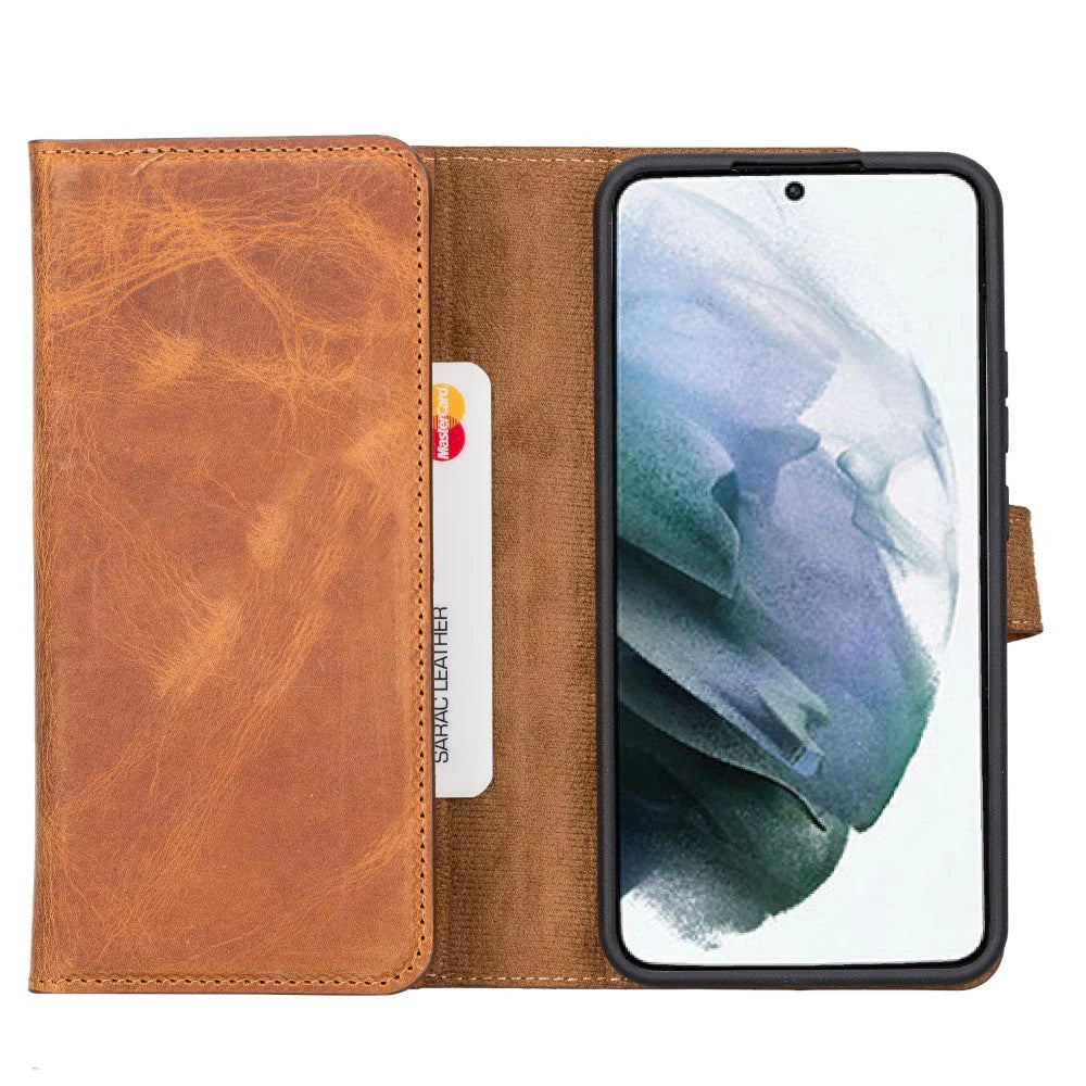 Santa Samsung Galaxy S22 Plus Leder-Hülle mit abnehmbarem Brieftaschendesign
