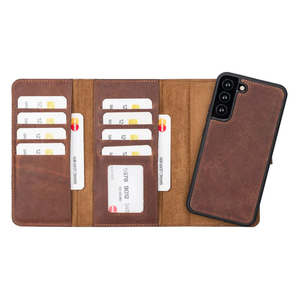Santa Samsung Galaxy S22 Plus Leder-Hülle mit abnehmbarem Brieftaschendesign