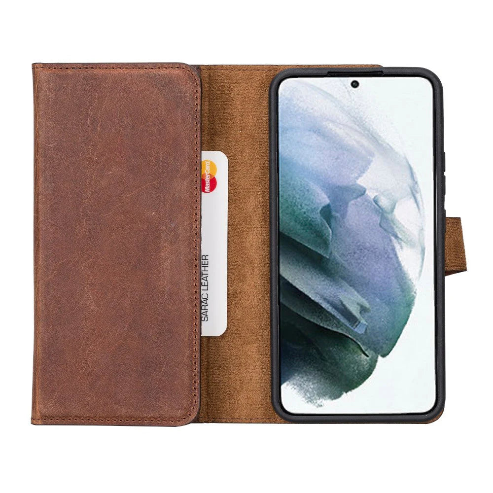 Santa Samsung Galaxy S22 Plus Leder-Hülle mit abnehmbarem Brieftaschendesign