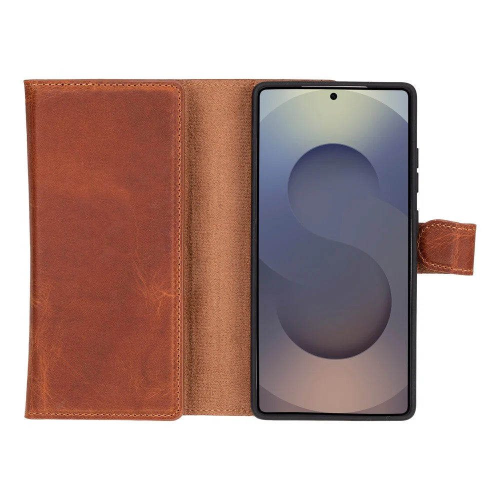 Santa Samsung Galaxy S25 Ultra Leder-Hülle mit abnehmbarem Brieftaschendesign