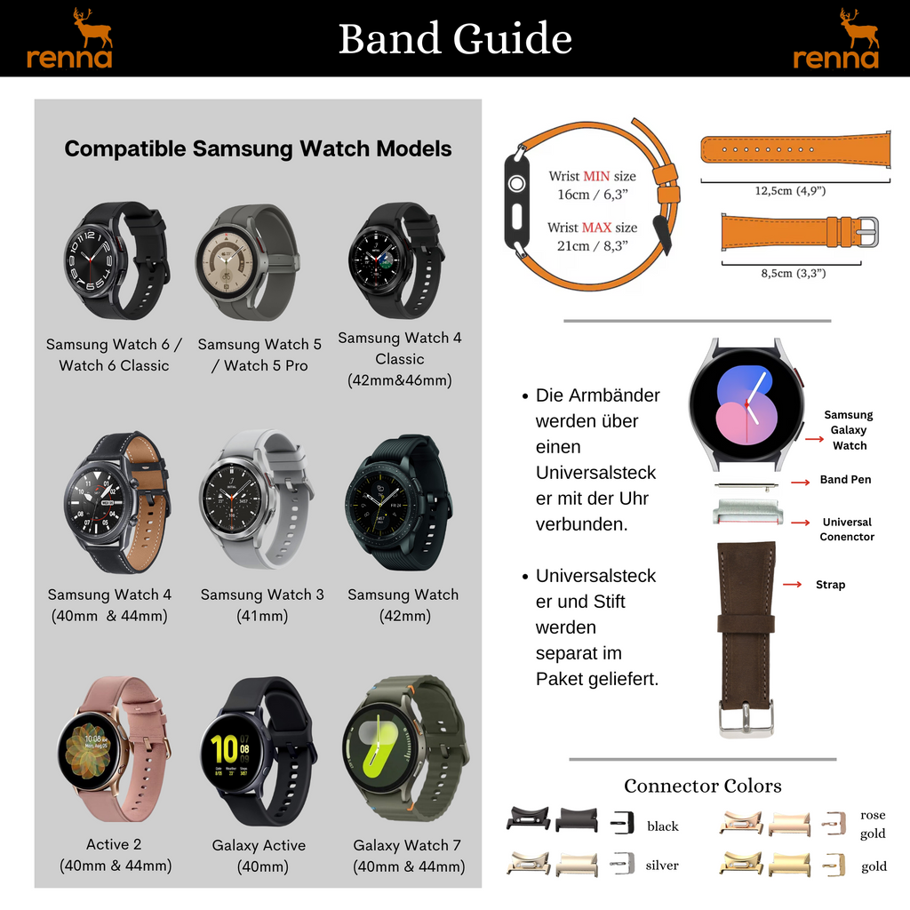 Classic Leather Bands for Samsung Smart Watches