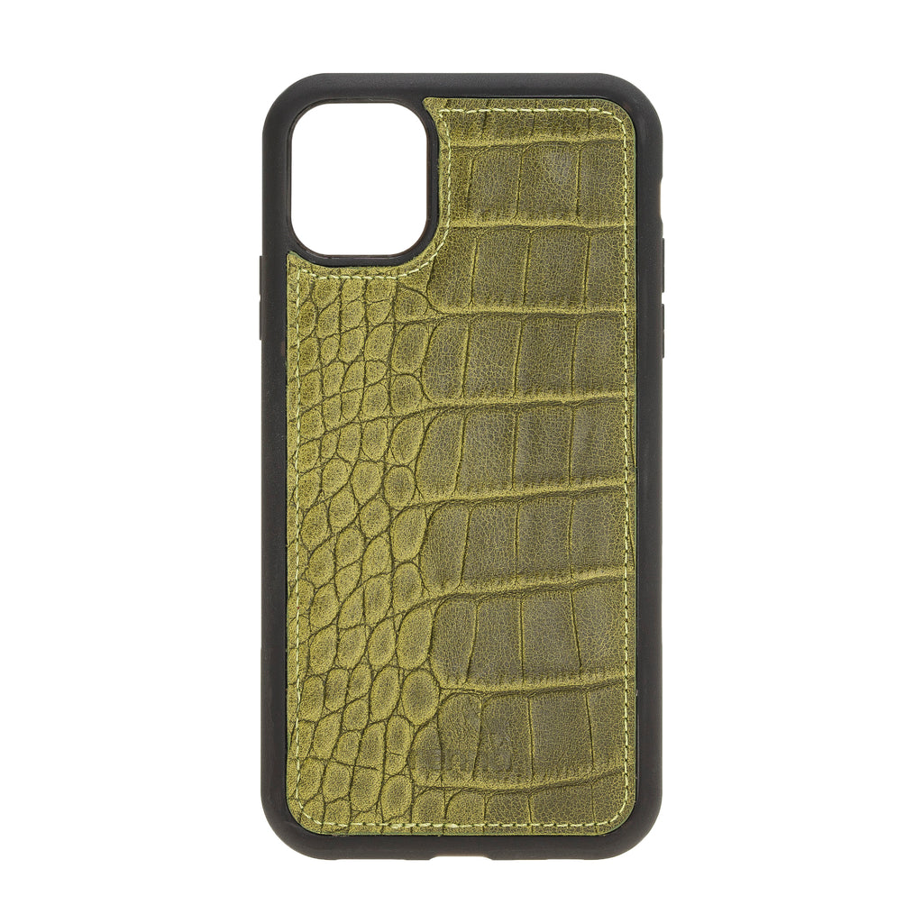 Grün iPhone 11 (6,1``) Echtleder Hülle, Handgefertigt Leder Case, Flex Cover, rennaleather