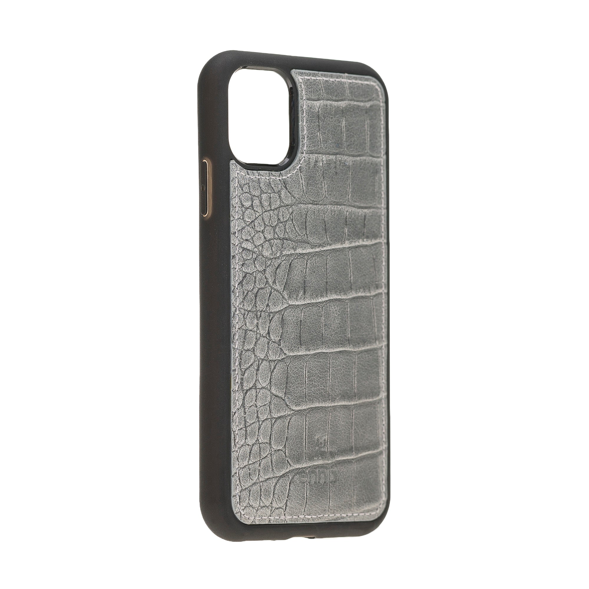 Grau iPhone 11 Pro (5,8'') Echtleder Handyhülle, Leder Case, Flex Cover, Etui